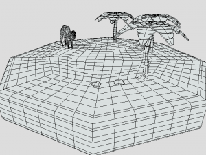 low poly cartoon oasis scene Modelo 3D
