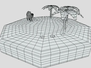 low poly cartoon oasis scene 3D Model