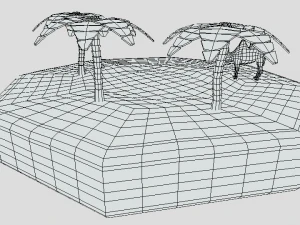 low poly cartoon oasis scene 3D Model
