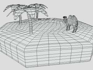 low poly cartoon oasis scene Modelo 3D