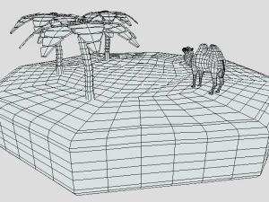 low poly cartoon oasis scene 3D Model