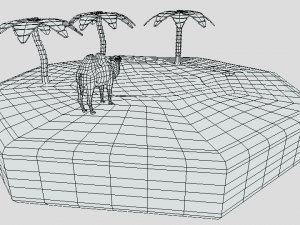 low poly cartoon oasis scene Modelo 3D