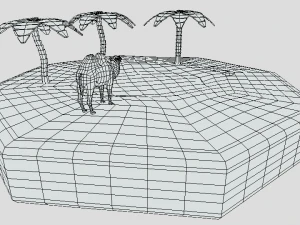 low poly cartoon oasis scene 3D Model