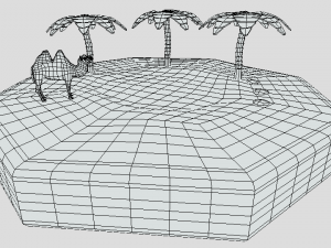 low poly cartoon oasis scene Modelo 3D