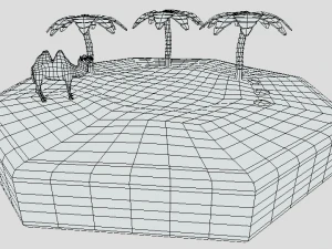 low poly cartoon oasis scene 3D Model
