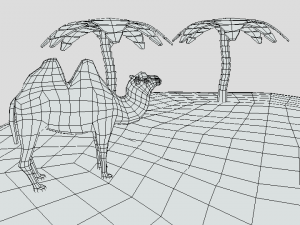 low poly cartoon oasis scene Modelo 3D