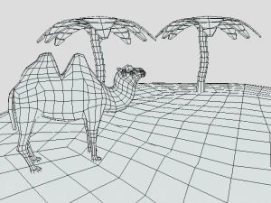 low poly cartoon oasis scene 3D Model