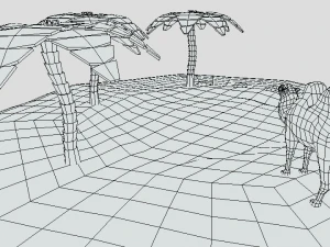 low poly cartoon oasis scene 3D Model