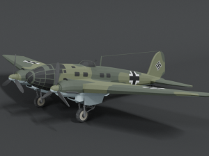 low poly cartoon heinkel 111 h wwii airplane 3D Model