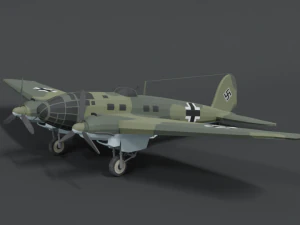 aeroplano della seconda guerra mondiale del fumetto heinkel 111 h low poly Modello 3D