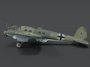 low poly cartoon heinkel 111 h wwii airplane 3D Model