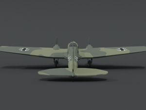low poly cartoon heinkel 111 h wwii airplane 3D Model