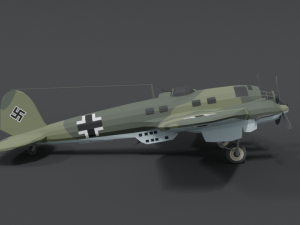 low poly cartoon heinkel 111 h wwii airplane 3D Model
