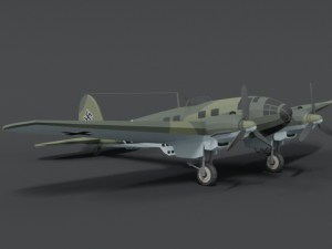 low poly cartoon heinkel 111 h wwii airplane 3D Model