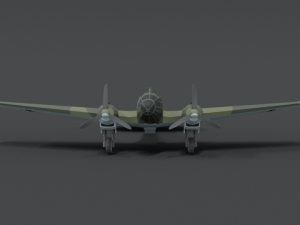 low poly cartoon heinkel 111 h wwii airplane 3D Model