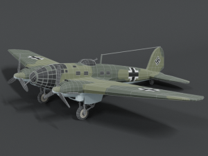 low poly cartoon heinkel 111 h wwii airplane 3D Model