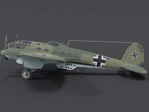 low poly cartoon heinkel 111 h wwii airplane 3D Model