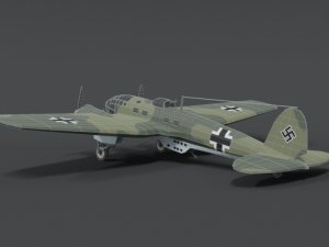 low poly cartoon heinkel 111 h wwii airplane 3D Model