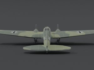 low poly cartoon heinkel 111 h wwii airplane 3D Model