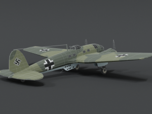 low poly cartoon heinkel 111 h wwii airplane 3D Model