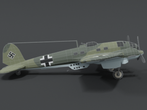 low poly cartoon heinkel 111 h wwii airplane 3D Model