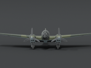 low poly cartoon heinkel 111 h wwii airplane 3D Model