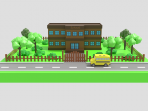 low poly cartoon school scene Modelo 3D