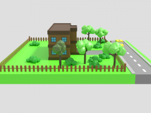 low poly cartoon school scene Modelo 3D