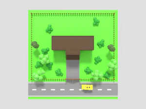 low poly cartoon school scene 3D Model