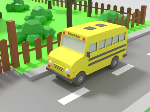 low poly cartoon school scene 3D Model