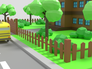 low poly cartoon school scene Modelo 3D