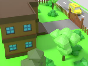 low poly cartoon school scene Modelo 3D