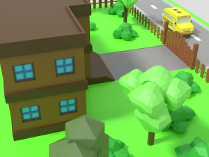 low poly cartoon school scene 3D Model