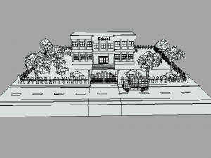 low poly cartoon school scene Modelo 3D