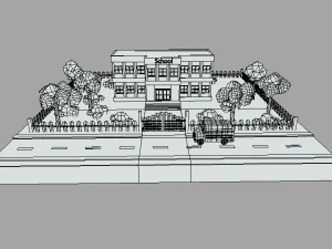 low poly cartoon school scene 3D Model
