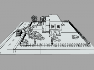 low poly cartoon school scene Modelo 3D