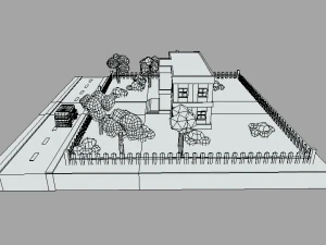 low poly cartoon school scene 3D Model