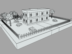 low poly cartoon school scene Modelo 3D