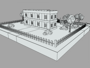 low poly cartoon school scene Modelo 3D