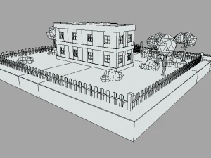 low poly cartoon school scene 3D Model