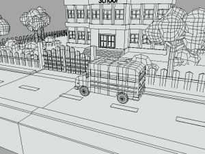 low poly cartoon school scene Modelo 3D