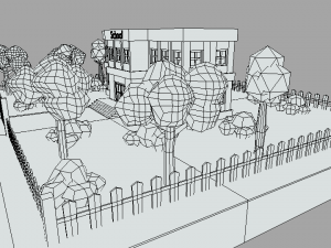 low poly cartoon school scene Modelo 3D