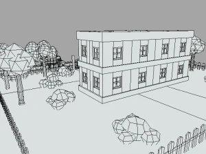 low poly cartoon school scene 3D Model