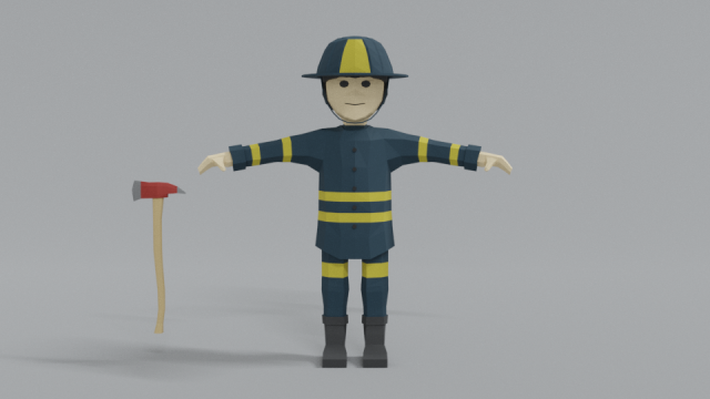 low poly cartoon firefighter Modelo 3D .c4d .max .obj .3ds .fbx .stl .blend 