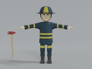 low poly cartoon firefighter Modelo 3D