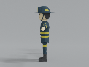 low poly cartoon firefighter Modelo 3D