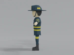low poly cartoon firefighter 3D Model