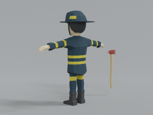 low poly cartoon firefighter Modelo 3D