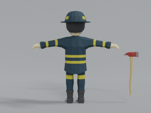 low poly cartoon firefighter Modelo 3D