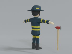 low poly cartoon firefighter Modelo 3D